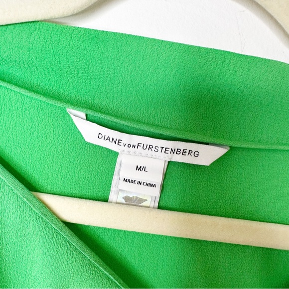 Diane VonFurstenberg DVF Green New Hanky Kimono Crepe Dolman Blouse M/L - Picture 6 of 8